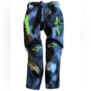 ALPINESTARS Youth Racer Tactical Motocross Pants Sz 24 Camo Moto Leather Panels
